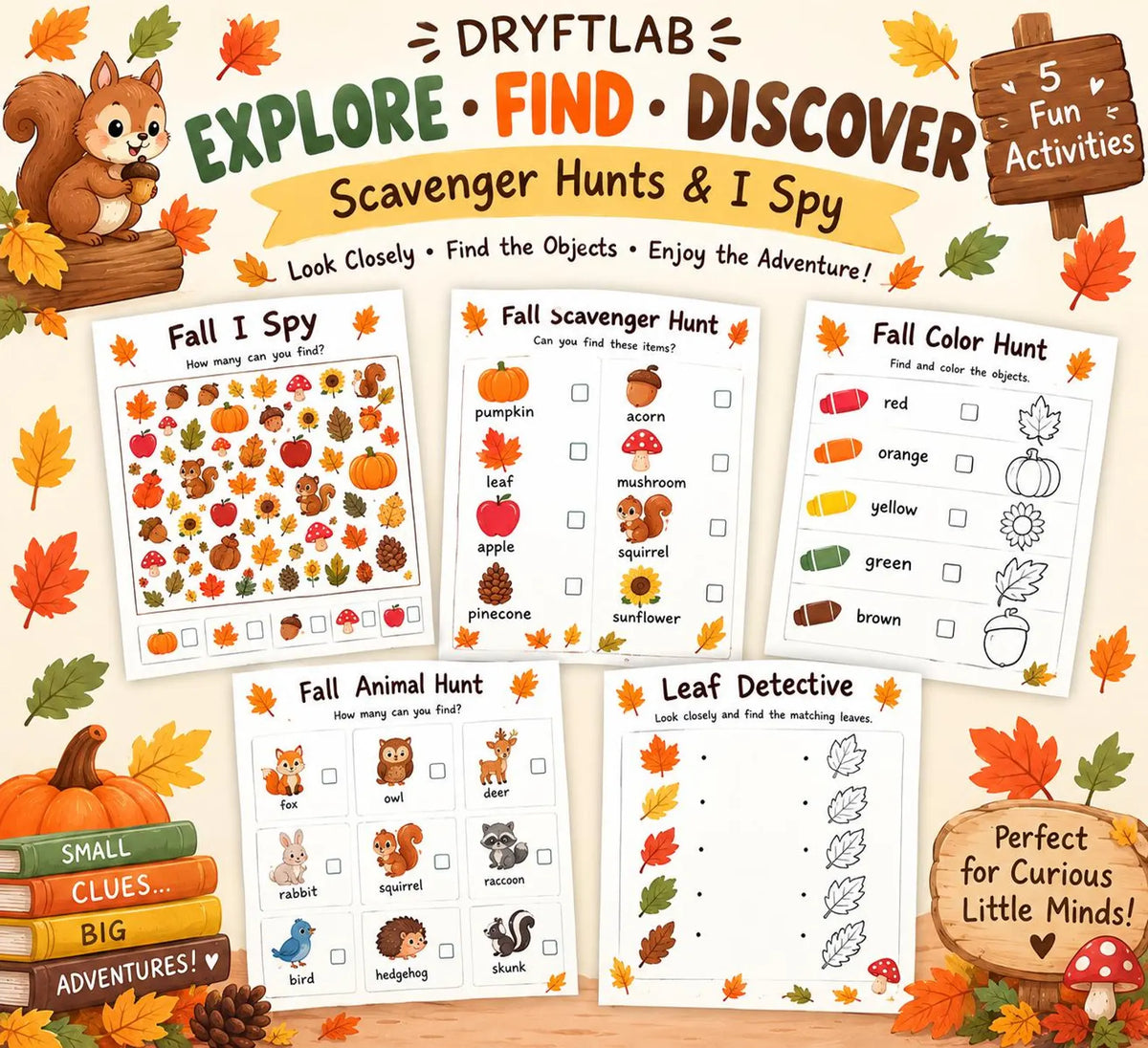 Fall Preschool Kindergarten Activity Packet, Fall Kids Activity, Homeschool Printable, Preschool Fall Worksheets, Autumn Activity Workbook