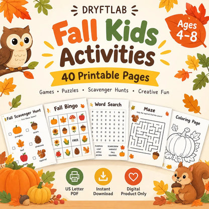 Fall Preschool Kindergarten Activity Packet, Fall Kids Activity, Homeschool Printable, Preschool Fall Worksheets, Autumn Activity Workbook
