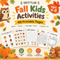 Fall Preschool Kindergarten Activity Packet, Fall Kids Activity, Homeschool Printable, Preschool Fall Worksheets, Autumn Activity Workbook