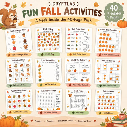 Fall Preschool Kindergarten Activity Packet, Fall Kids Activity, Homeschool Printable, Preschool Fall Worksheets, Autumn Activity Workbook