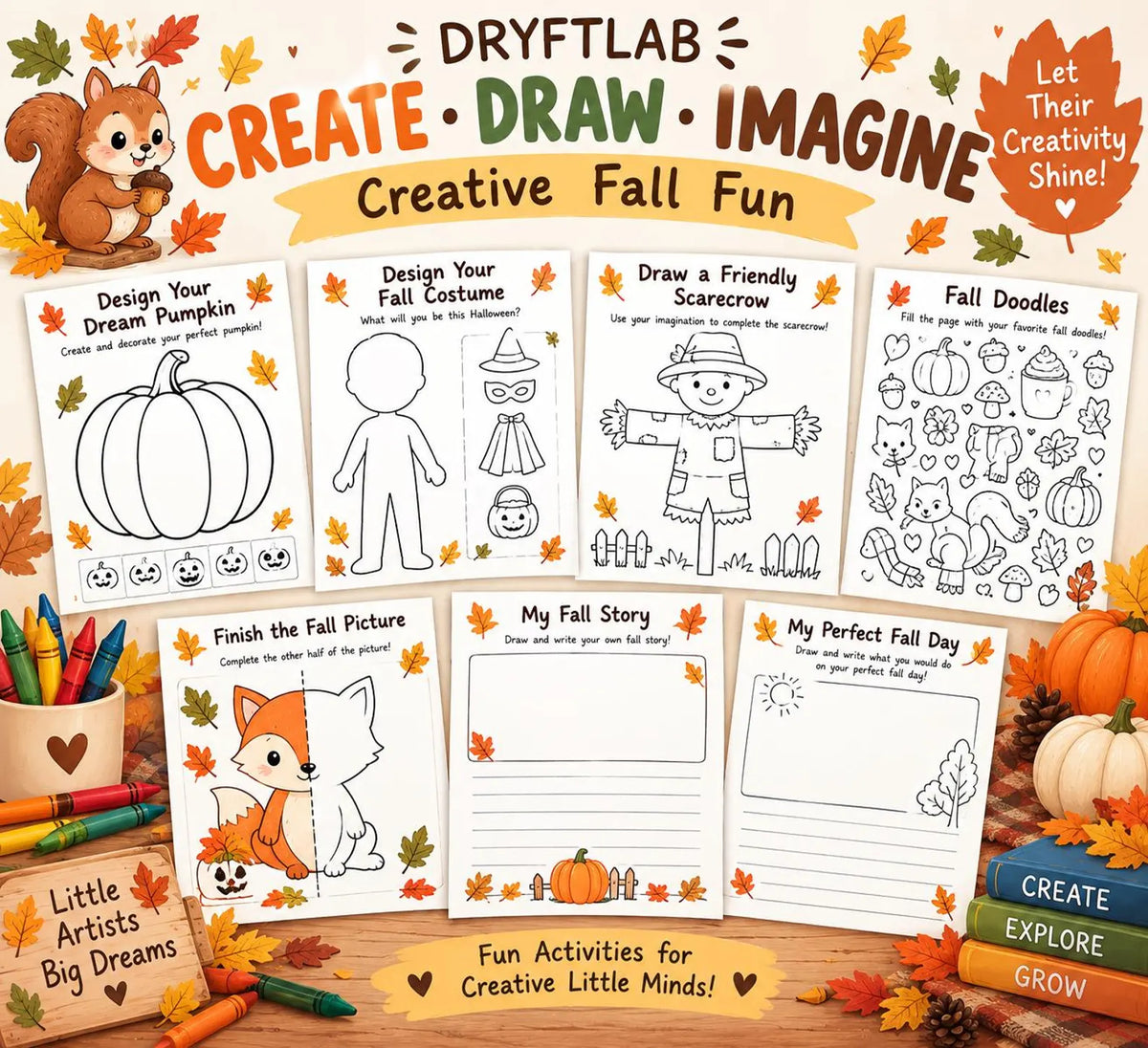 Fall Preschool Kindergarten Activity Packet, Fall Kids Activity, Homeschool Printable, Preschool Fall Worksheets, Autumn Activity Workbook