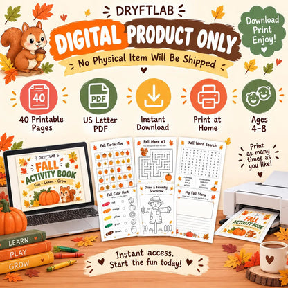 Fall Preschool Kindergarten Activity Packet, Fall Kids Activity, Homeschool Printable, Preschool Fall Worksheets, Autumn Activity Workbook