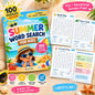 Summer Word Search for Kids: 100 Printable Puzzles, 3 Levels & Answer Keys